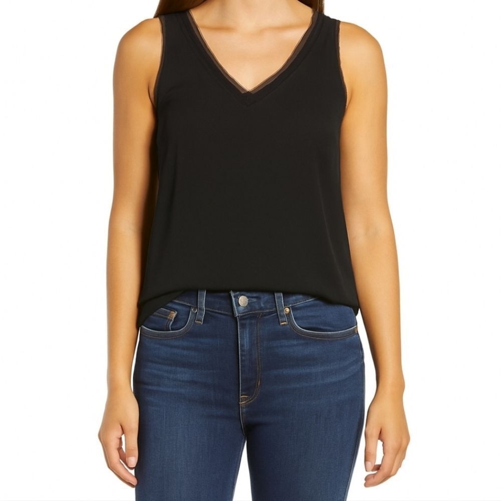 Halogen Black Sleeveless V-Neck Top - Size Small
